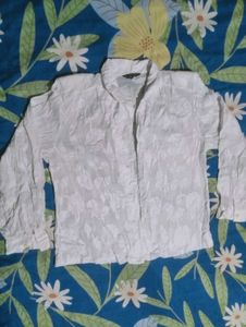 White Textured Button-Up Shirt