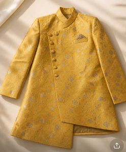 Yellow Brocade Kurta with Dhoti Pants