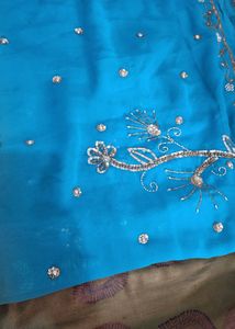 Elegant Blue &amp; Orange Saree