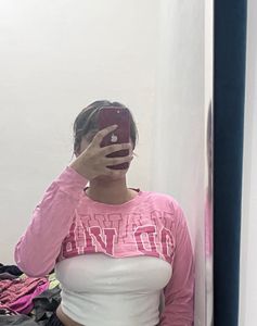 Pink Cropped Long Sleeve Top