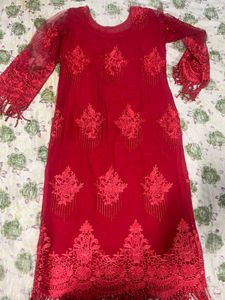 Elegant Red Embroidered Kurta