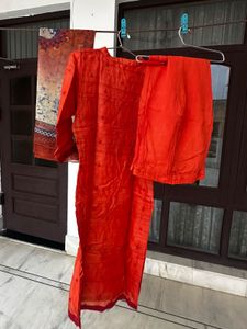Vibrant Orange Kurta Set with Dupatta