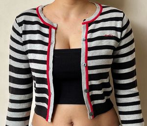 Striped Button-Up Crop Cardigan