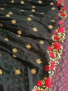 Black &amp; Red Embroidered Lehenga Choli
