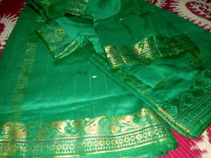 Emerald Green &amp; Gold Sari