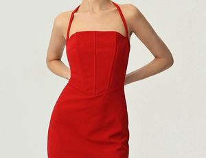 Stunning Red Halter Neck Dress