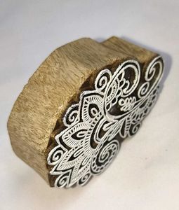 Handcrafted flower Block Print Fabric &amp; Stamp