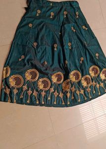 Elegant Teal Embroidered Skirt