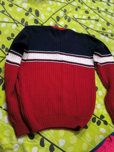 V-Neck Striped Knit Sweater