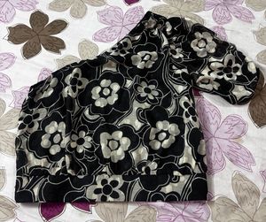 Black Floral One-Shoulder Top