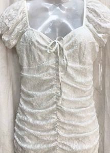 I. Chic White Ruched Mini Dress