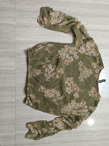 Sheer Floral Print Long Sleeve Top