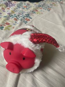 Festive Piggy Bank with Santa Hat