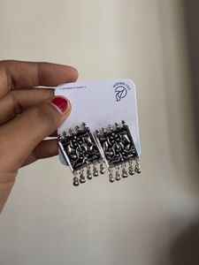 Designer Oxidised Silver Earrings
