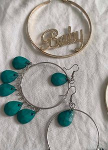 Chunky Hoop Earrings with "Baby" Charm combo