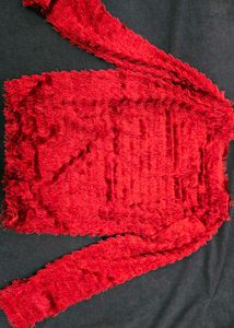 Vibrant Red Faux Fur Top