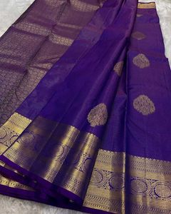 Royal Purple Saree with Gold Border