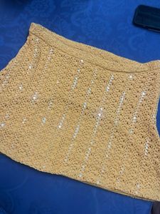 Orange Sequin Crochet Skirt