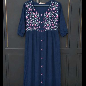 Embroidered Blue Kurta