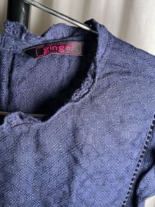 New Ginger Navy Blue Ruffled Sleeveless Top