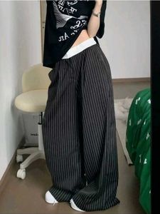 y2k Vintage baggy Striped Wide-Leg