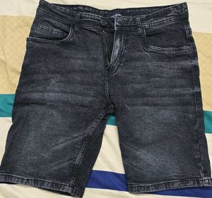 Men's Black Acid Wash Denim Shorts