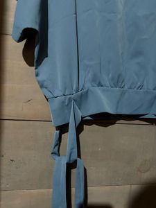 Blue Tie-Waist Top