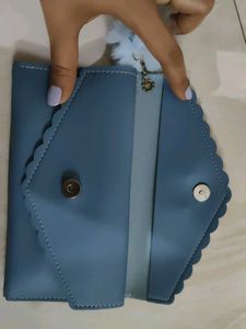 Cute Blue Wallet with Pom