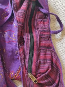 Vibrant Purple Embroidered Sling Bag