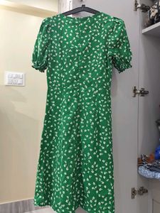Green Puff Sleeve Dress