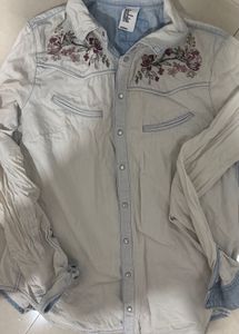 Embroidered Denim Shirt for Women