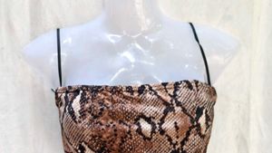 Snakeskin Print Strapless Wrap Top