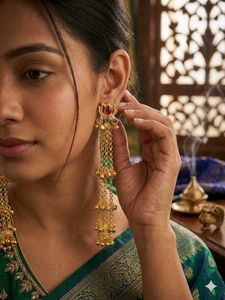 Exquisite Gold Tone Dangle Earrings