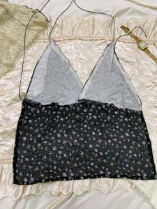 y2k Floral Print Halter Neck Top