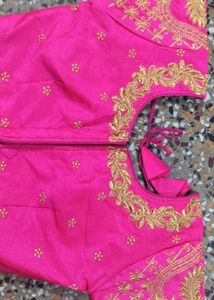 Pink Embroidered Sari Blouse