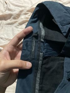 Navy Blue Straight Leg Pants Low Waist
