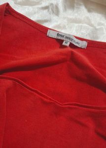 Rust Red Square Neck Top
