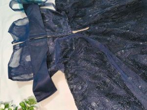 Elegant Navy Blue Girls' Party Dress