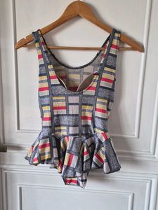 Peplum Top with Geometric Print
