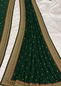 Beautiful Green Embroidered Saree