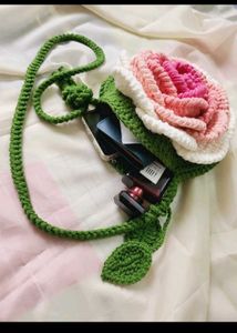 Crochet Rose Crossbody Bag
