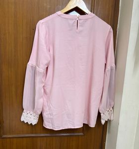 Park Avenue V-Neck Blouse with Lace Cuffs