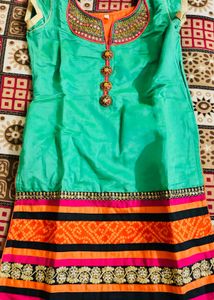 Beautiful Green&orange patiayala salwar suits
