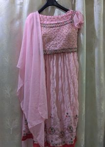 Pink Radha Rani Lehenga Choli Set Embroidered