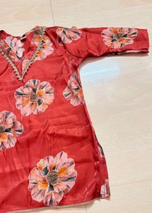 Beautiful Red Floral Kurta Tunic
