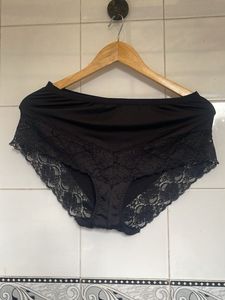 Lace Trimmed Black Briefs