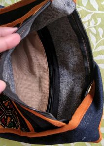 Embroidered Tribal Print Denim Sling Bag