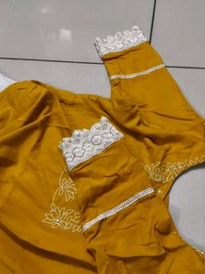 Embroidered Yellow Kurta Set with Dupatta