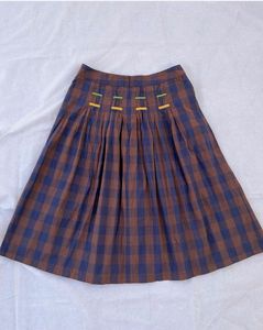Cottage-core embroidered midi skirt