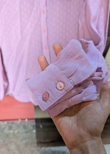 Caped Collar Sheer Dobby Casual Shirt